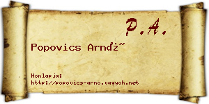 Popovics Arnó névjegykártya